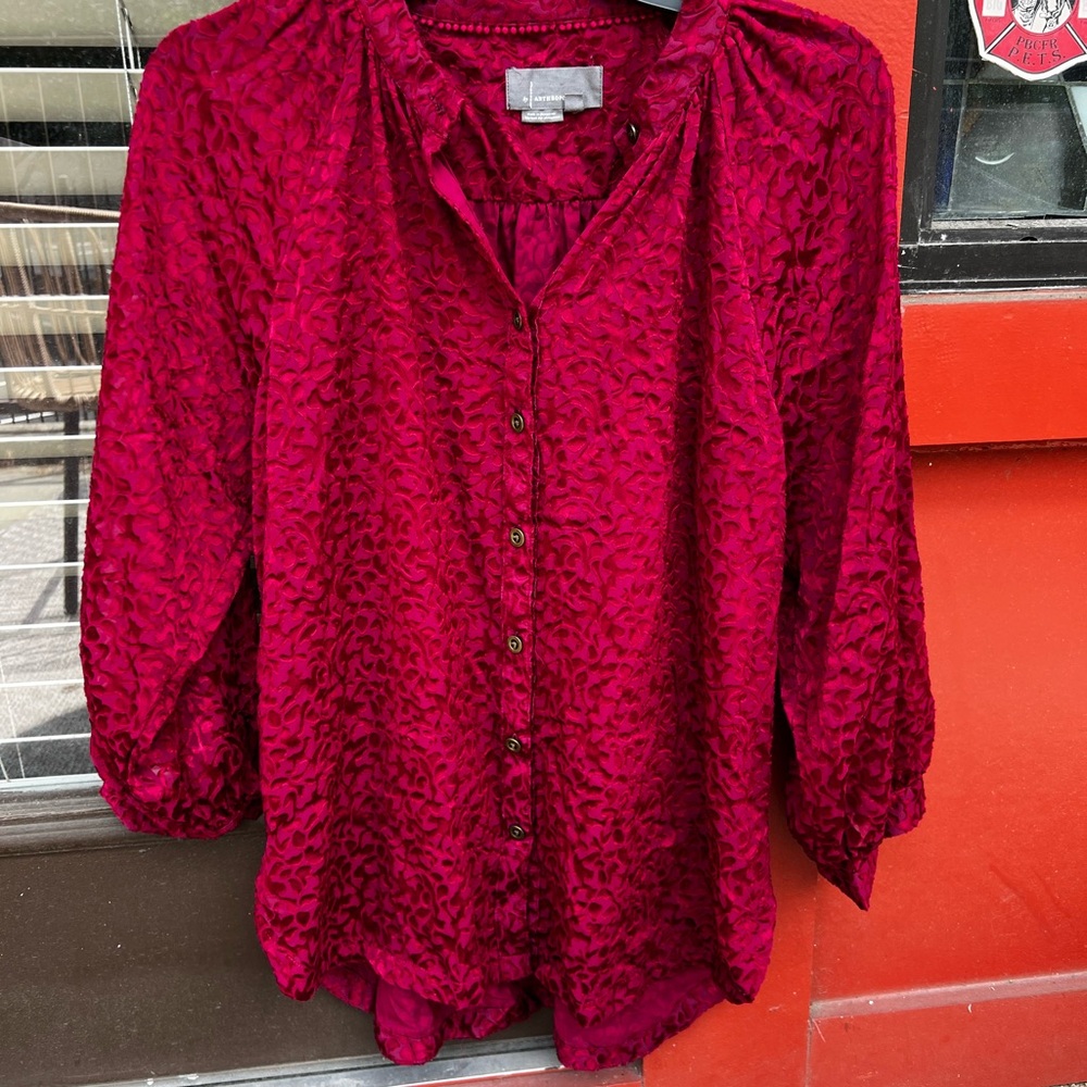 Anthropologie Rich Red Blouse
